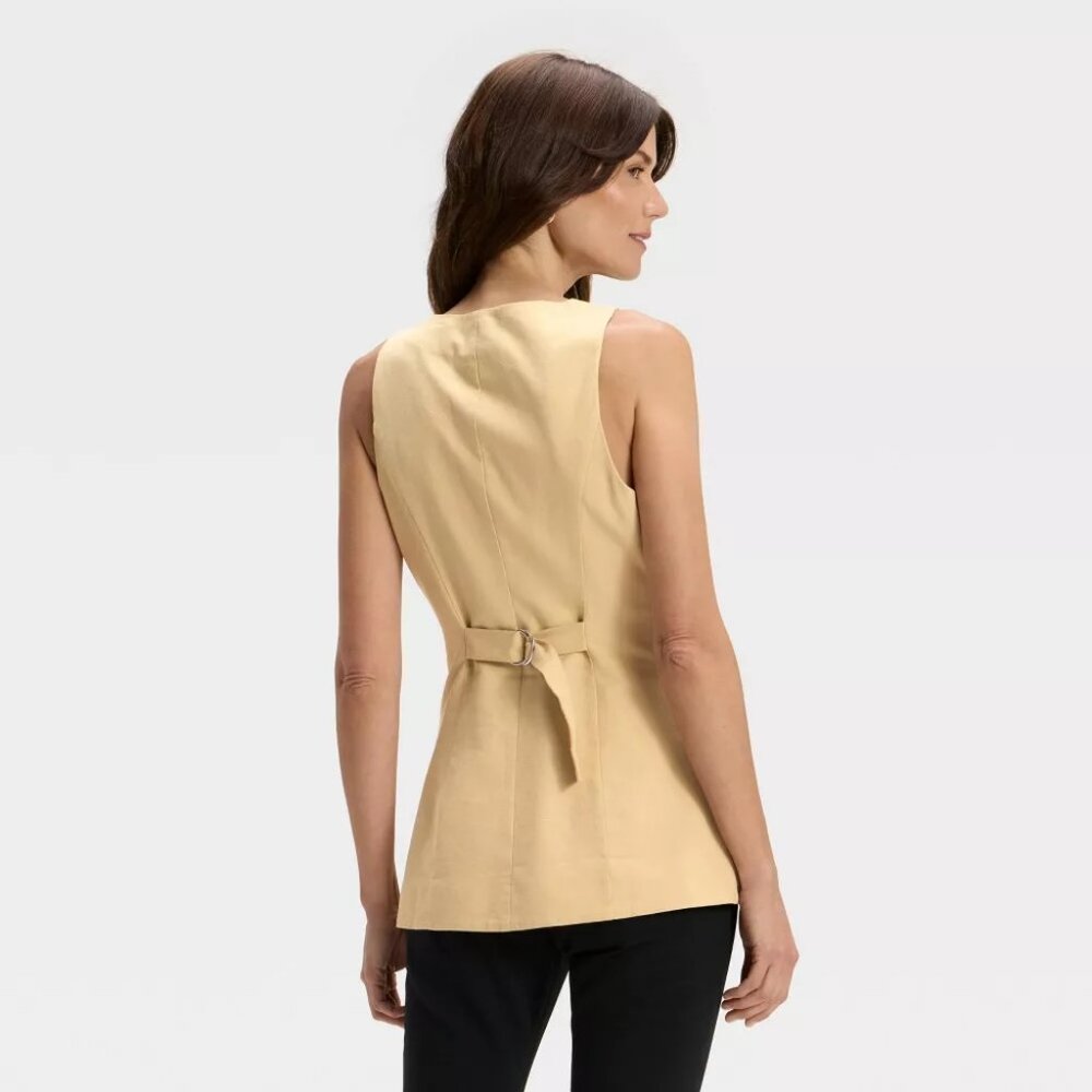 NWT Women's Linen Blend Vest - A New Day™ Sz L - Picture 3 of 3